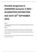 PLS1502 Assignment 2 (ANSWERS) Semester 2 2023 - GUARANTEED DISTINCTION DUE DATE 28TH SEPTEMBER 2023.