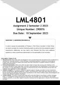 LML4801 Assignment 2 (ANSWERS) Semester 2 2023 - DISTINCTION GUARANTEED.