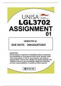 LGL3702 ASSIGNMENT 01 SEMESTER 02 DUE 30AUGUST2023