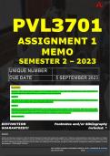 PVL3701 ASSIGNMENT 1 MEMO - SEMESTER 2 - 2023 - UNISA - DUE DATE: - 5 SEPTEMBER 2023 (DETAILED MEMO – FULLY REFERENCED – 100% PASS - GUARANTEED)
