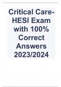 Critical Care- HESI Exam with 100% Correct Answers 2023/2024