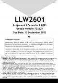 LLW2601 Assignment 2 (ANSWERS) Semester 2 2023 (732221)- DISTINCTION GUARANTEED