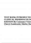 TEST BANK INTRODUCTION TO CLINICAL PHARMACOLOGY 10TH EDITION By Constance Visovsky, Cheryl Zambroski, Shirley Hosler