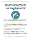 NURS 6512/ NURS 6512 Midterm and  Final Exam questions and Answers/  Walden University NURS Advanced  Health Assessment Best Revision  Material