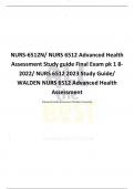 NURS-6512N/ NURS 6512 Advanced Health  Assessment Study guide Final Exam pk 1 8- 2022/ NURS 6512 2023 Study Guide/  WALDEN NURS 6512 Advanced Health  Assessment Advanced Health Assessment (Walden University