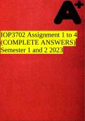 IOP3702 Assignment 1 to 4 (COMPLETE ANSWERS) Semester 1 and 2 2023
