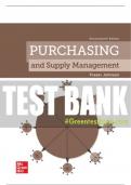 Test Bank For Purchasing and Supply Management, 17th Edition All Chapters - 9781265322496