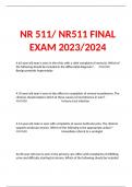 Exam (elaborations) NR-511 Differential Diagnosis & Primary Care Practicum 
