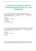 ATI Dosage Calculation and Safe Medication Administration 3.0 - Oral Medications