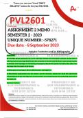 PVL2601 ASSIGNMENT 2 MEMO - SEMESTER 2 - 2023 - UNISA - (UNIQUE NUMBER: - 578271 ) (DISTINCTION GUARANTEED) – DUE DATE:- 8 SEPTEMBER 2023