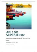 AFL1501 Assignment 4 PASS WITH DISTINCTION  Semester 2 2023 (AFL1501 Assignment 4 (QUALITY ANSWERS) Semester 2 2023 (606303)) - DUE 21 September 2023