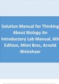Solution Manual for Thinking About Biology An Introductory Lab Manual, 6th Edition, Mimi Bres, Arnold Weisshaar