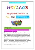 HSY2603 ASSIGNMENT 2 SEM 2 2023