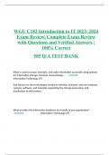 WGU C182 Introduction to IT 2023/ 2024 Exam Review| Complete Exam Review with Questions and Verified Answers | 100% Correct 585 Q/A TEST BANK     