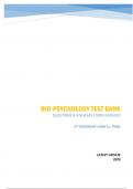 BIO-PSYCHOLOGY 9TH EDITION BY JOHN P. J. PINEL TEST BANK EXAM - QUESTIONS & ANSWERS (SCORED 98%) 100% VERIFIED LATEST UPDATE 2023