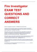Fire Investigator EXAM TEST  QUESTIONS AND  CORRECT  ANSWERS