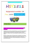 HSY1511 ASSIGNMENT 4 S2 2023