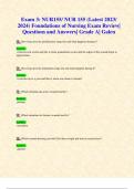 Exam 3: NUR155/ NUR 155 (Latest 2023/ 2024) Foundations of Nursing Exam Review| Questions and Answers| Grade A| Galen