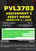 PVL3703 ASSIGNMENT 2 ESSAY MEMO - SEMESTER 2 - 2023 - UNISA - DUE DATE: - 4 SEPTEMBER 2023 (DETAILED MEMO – FULLY REFERENCED – 100% PASS - GUARANTEED)