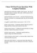 Chem 120 Final Exam Questions With Complete Solutions