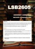LSB2605 Assignment 2 (Answers) Semester 2 - Due: 18 September 2023