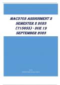 MAC3703 Assignment 2 Semester 2 2023 (715655) - DUE 19 September 2023