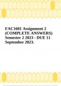 FAC1601 Assignment 2 (COMPLETE ANSWERS) Semester 2 2023 - DUE 11 September 2023.