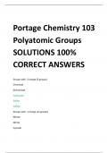 Portage Chemistry 103  Polyatomic Groups SOLUTIONS 100%  CORRECT ANSWERS