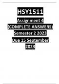 HSY1511 ASSIGNMENT 4 2023 ANSWERS