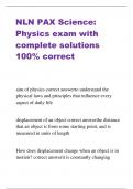 NLN PAX Science:  Physics exam with  complete solutions  100% correct