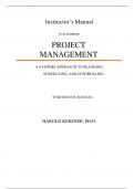 Project Management A Systems Approach to Planning, Scheduling, and Controlling, 13e Kerzner (Solution Manual Latest Edition 2023-24, Grade A+, 100% Verified)