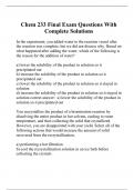 Chem 233 Final Exam Questions With Complete Solutions