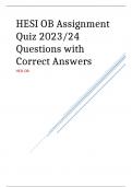 HESI OB Assignment Quiz 2023/24 Questions with Correct Answers