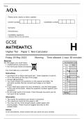 AQA GCSE MATHEMATICS Higher Tier Paper 1 JUNE 2023 QUESTION PAPER: Non-Calculator