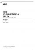 AQA GCSE RELIGIOUS STUDIES A 8062/2A Paper 2A JUNE 2023 MARK SCHEME: Thematic Studies