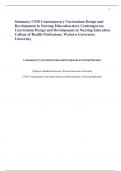Summary C920 Contemporary Curriculum Design and  Development in Nursing Education.docx Contemporary  Curriculum Design and Development in Nursing Education  College of Health Professions, Western Governors  University