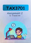 TAX3701 Assignment 2 (HELP !) Semester 2 2023 - DUE 18 September 2023