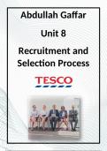 Unit - 8 The Recruitment and Selection Process learning Aims A,B,and C 