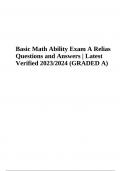 Basic Math Ability Exam A Relias  Questions and Answers | Latest  Verified 2023/2024 (GRADED A)