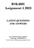 RSK4801 Assignment 04 2023 - Due 29/9/2023