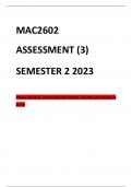 MAC2602 ASSIGNMENT 3 SEMSTER 2 2023 SOLUTIONS