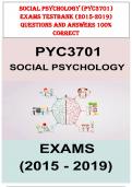 SOCIAL PSYCHOLOGY (PYC3701) EXAMS TESTBANK (2015-2019) QUESTIONS AND ANSWERS 100% CORRECT