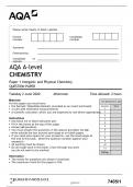 AQA A-level CHEMISTRY Paper 1 Inorganic and Physical Chemistry QUESTION PAPER