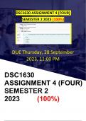 DSC1630 ASSIGNMENT 4 SEMESTER 2 2023 (DUE THURSDAY 28 SEPTEMBER 2023)- (100%)