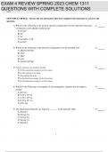 EXAM 4 REVIEW SPRING 2023 CHEM 1311 QUESTIONS WITH COMPLETE SOLUTIONS