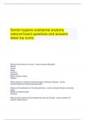  Dental hygiene oral/dental anatomy national board questions and answers latest top score.
