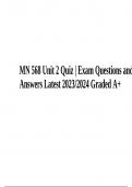 MN 568 Unit 2 Quiz Exam Questions and Answers Latest 2023/2024 100% Verified Answers
