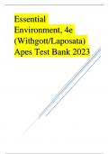 Essential Environment, 4e (Withgott/Laposata) Apes Test Bank 2023 