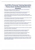 CanFitPro Personal Training Specialist Theory Exam Verified Questions And Answers