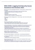 WGU D385: Logging And Security Issues Questions And Answers 2023